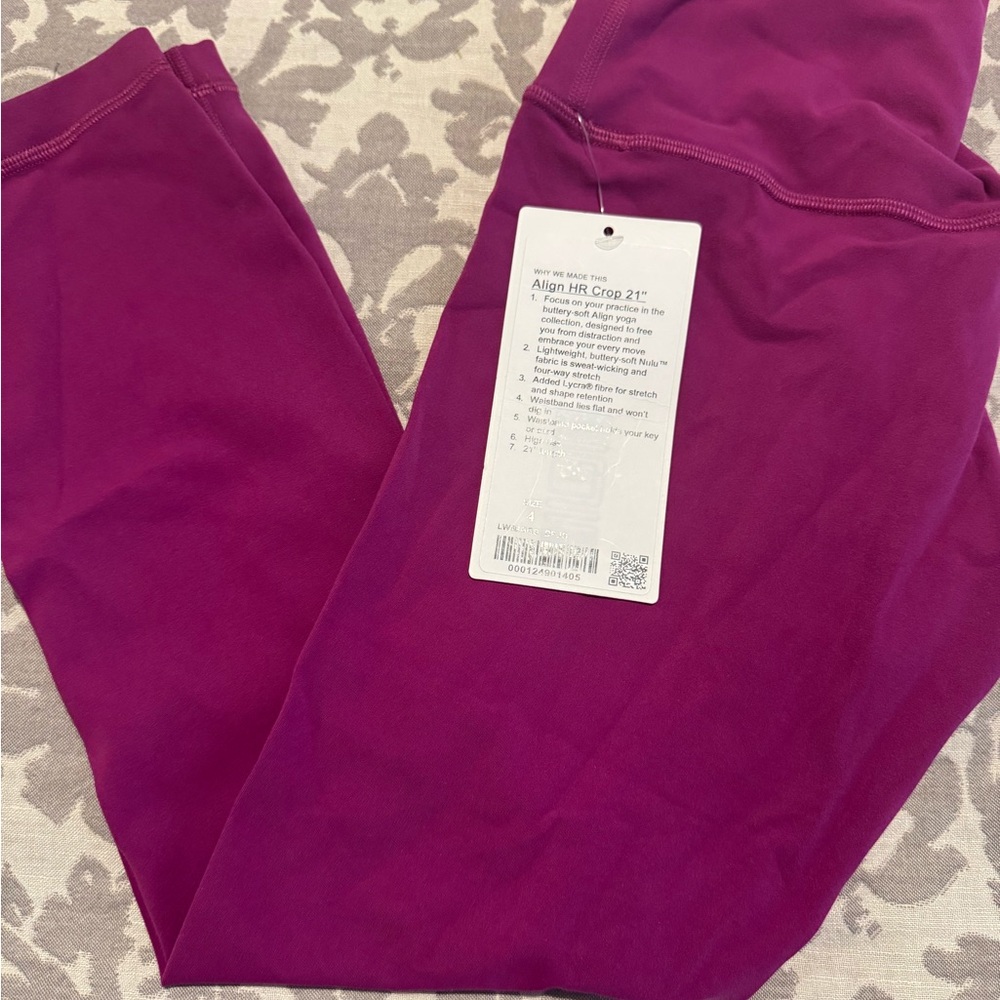 Lululemon Athletica Purple Align HR Crop 21" NWT size 4